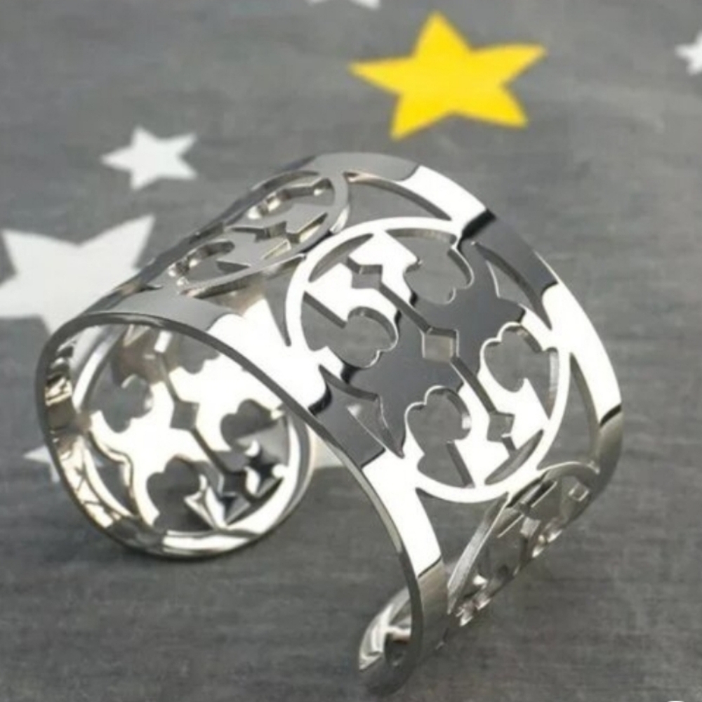 Tory Burch Silver Cutout Cuff Bracelet